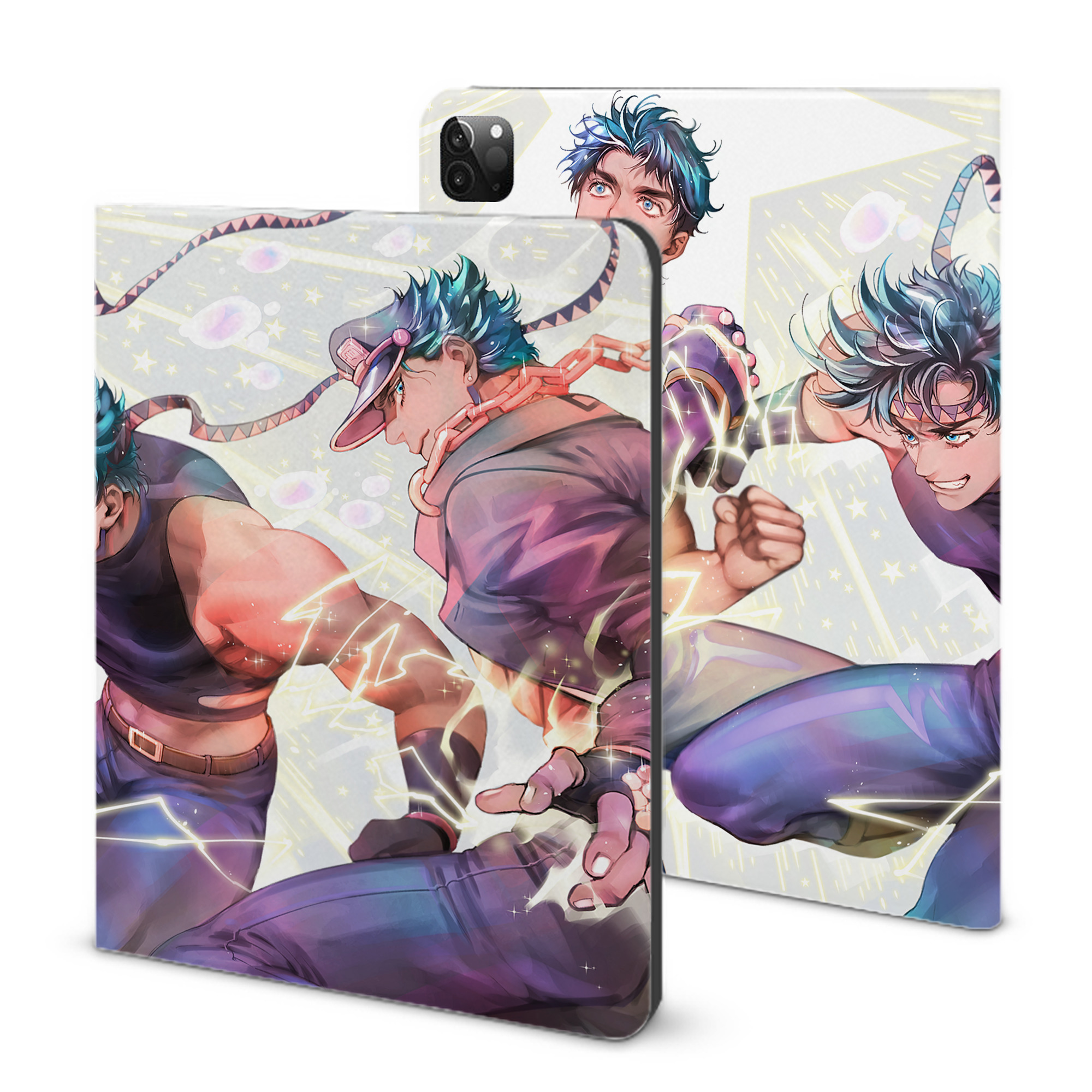 （画像用） ジョジョの奇妙な冒険 JoJo's Bizarre Adventure IPadケース ペンホルダー付き ブックスタイルデザイン